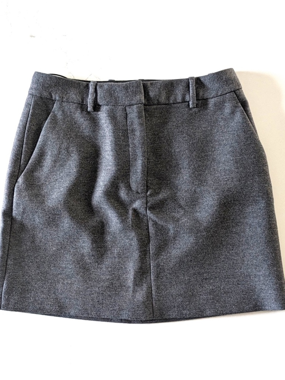 ARGENT Womens 6 Mini Tailored Skirt Grey Melange Stretch Wool A-Line Pant Suit